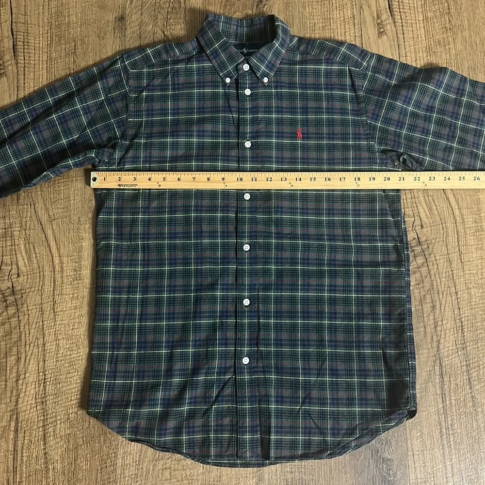 Ralph Lauren boys long sleeve plaid button up shirt size XL 20 with Red logo